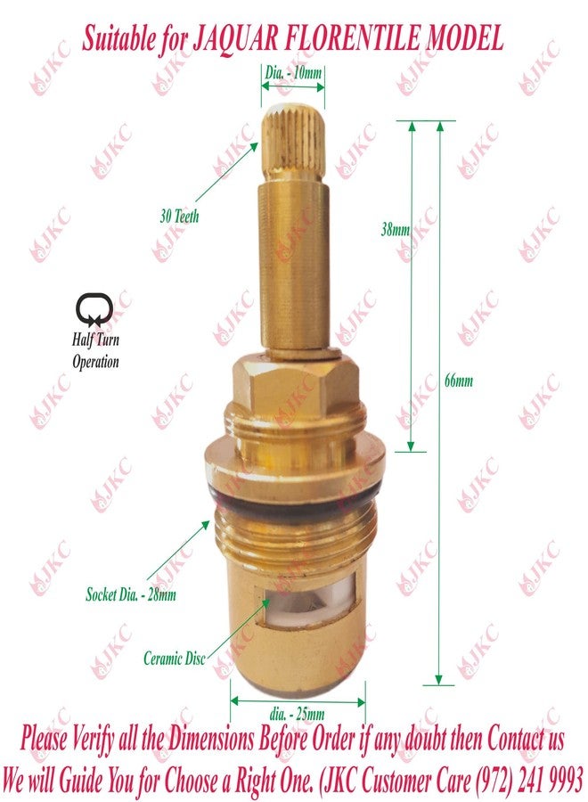 JKC Jaguar Type Tap/Faucet Spindle Repair/Replacement Spare Parts Kit 28mm x 1.5" Ceramic Disc Cartridge Compitable with Jaguar Queen Model - Image 2